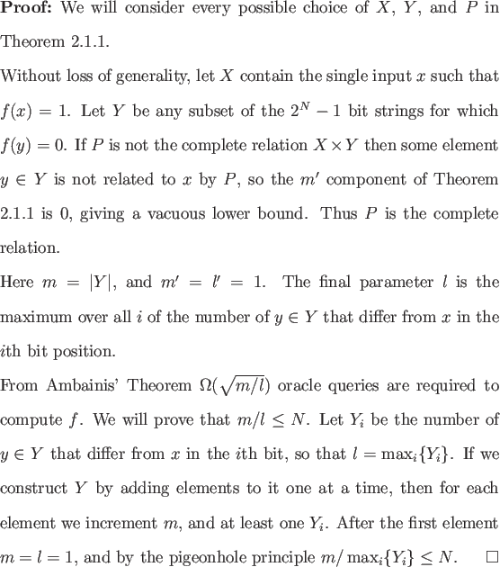 \begin{proof}
% latex2html id marker 752We will consider every possible choice...
...l = 1$, and by the
pigeonhole principle $m/\max_{i}\{Y_{i}\} \le N$.
\end{proof}